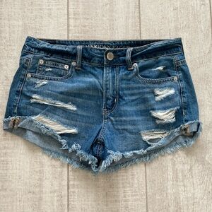 American Eagle Outfitters Distressed Blue Denim Shorts